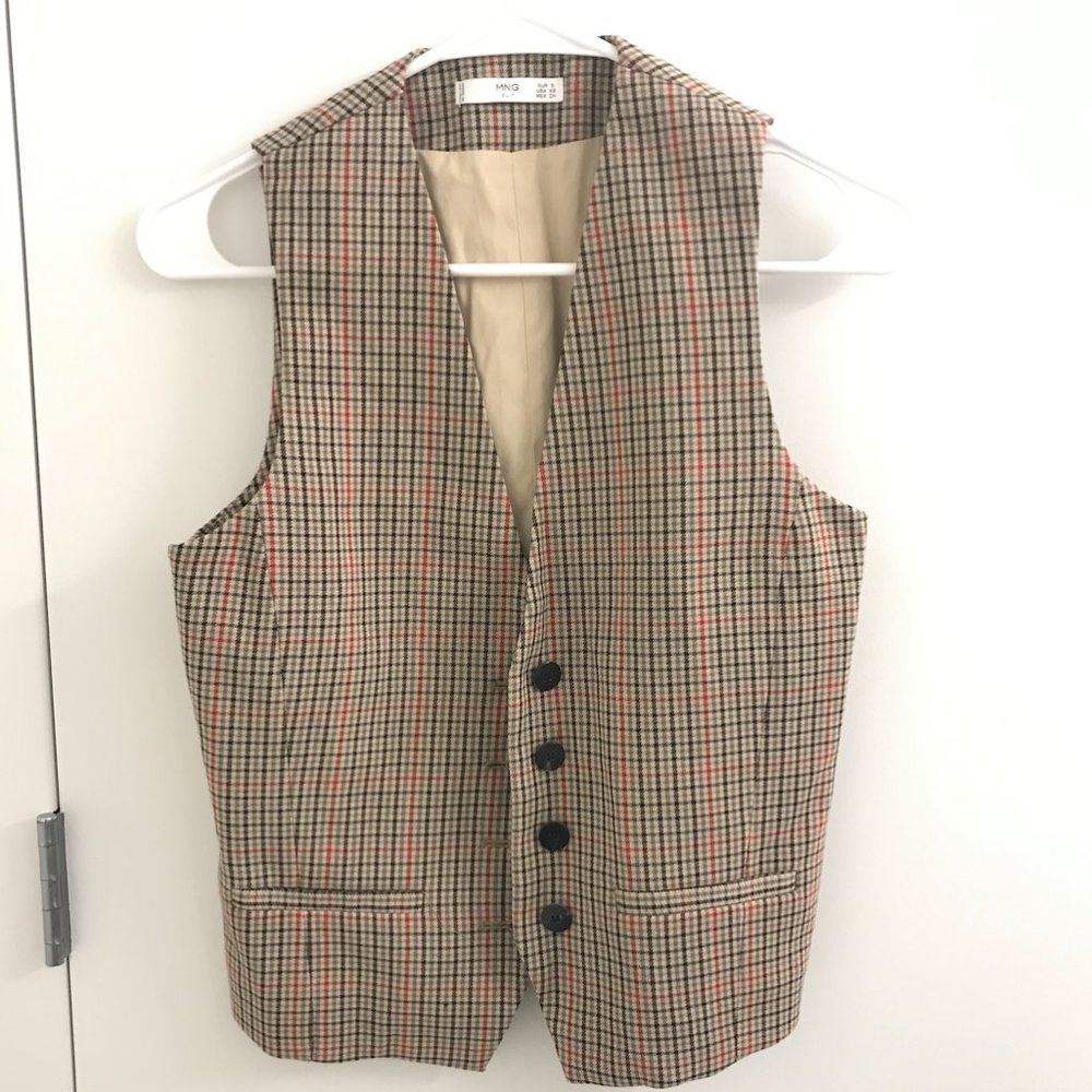 Mango Checked Vest Size XS